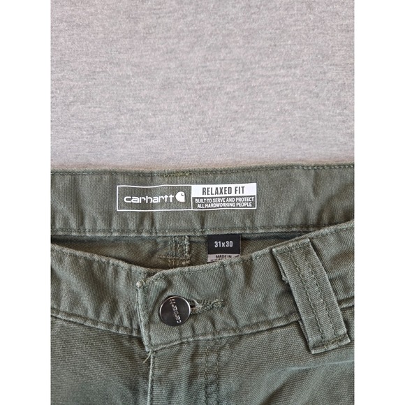 Carhartt Pants Mens 31x30 Green Rugged Flex Relaxed Canvas Work Wear BN2291-M - Picture 5 of 14